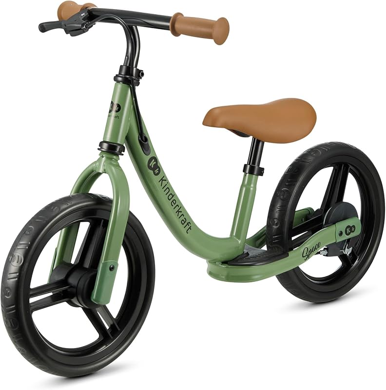 Espaço 2 Bicicleta Sem Pedais, Bicicleta de Rapaz de 2 anos, Bicicleta de 2 Rodas, Sela Ajustável, com travão, Leve, 3,6 kg, Rodas com 28 cm de diâmetro, 35 kg, Verde