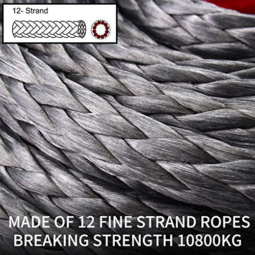 RUGCEL WINCH 3/8" x 85' Synthetic Winch Rope with Hook, Winch Cable with Protective Sleeve, Car Tow Recovery Cable for 4WD Off Road Vehicle Truck ATV UTV SUV 23,805 LBS Breaking Strength (Black Hook) - Image 3