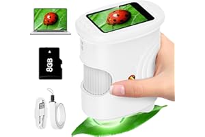 Alotwan Kids Microscope Handheld - Digital 1000X Zoom Mini Pocket Microscope, HD Photo & Video Recording with 8GB TF Card, Educational Toys for Boys Girls 3 4 5 6 7 8+ Years, STEM Birthday Gifts