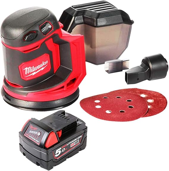 Milwaukee M18BOS125 18V Random Orbital Sander 125mm with 1 x 5Ah
