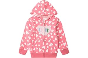 RETSUGO Girls Zip Up Hoodie Jacket Toddler Unicorn Rainbow Sweatshirt Kids Hooded Coat Casual Outerwear Size 2-7 Years