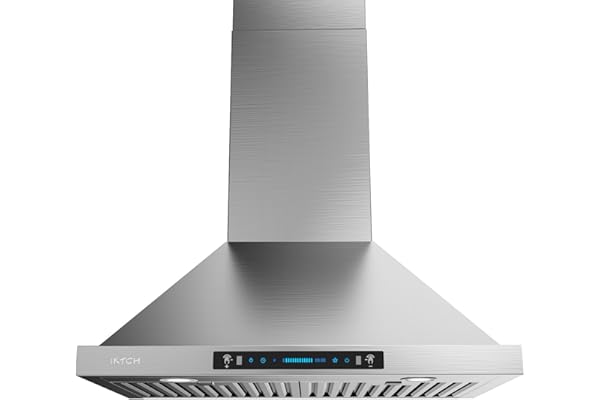 IKTCH 36-inch Wall Mount Range Hood 900 CFM Ducted/Ductless Convertible, Kitchen Chimney Vent Stainless Steel with Gesture Se