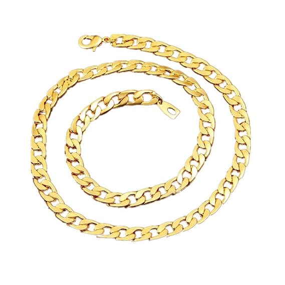 BoomYou Gefälschte Goldkette Halskette 18 Karat Faux Gold überzogen Mens Edelstahl Twist Seil Figaro Punk Style Schmuck - 7mm