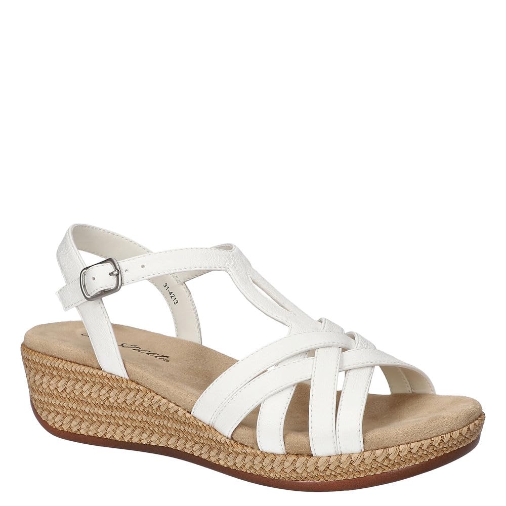 Easy Street Women’s Lua Wedge Sandal, White, 10