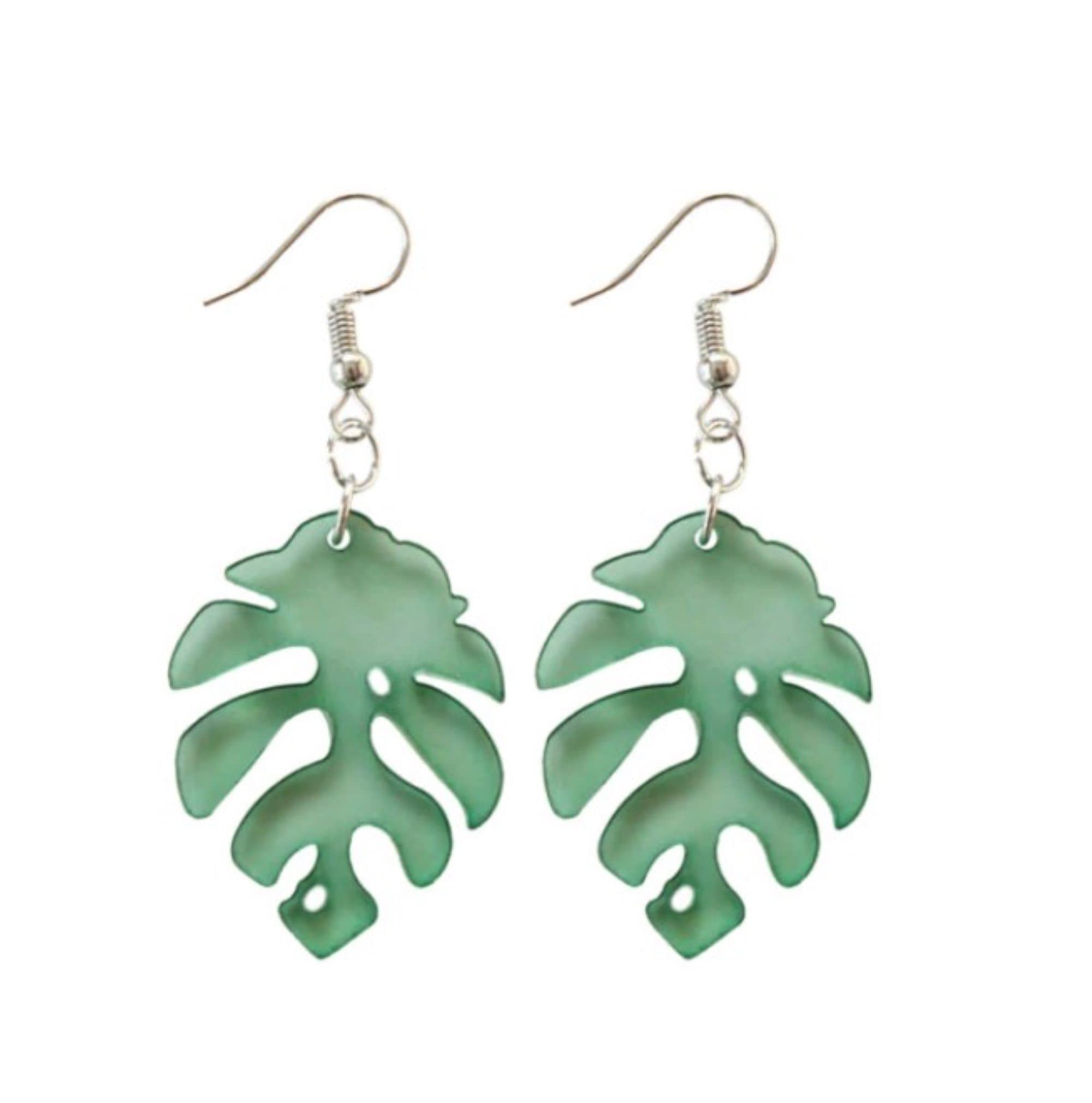 Green Leaf Earrings for Women, Nature Inspired Fun Jewellery for Her