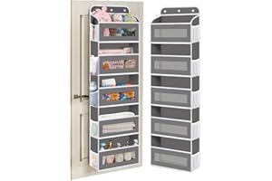 KYEVIS Over the Door Organizer with 5 Pockets 10 Side Mesh Pockets, 50lbs Load Anti Tilt Back of Door Organizer, Behind Door 