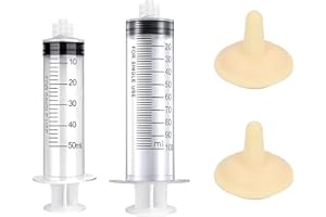 SUXGUMOE Pet Feeding Syringe with Nipple, Silicone Feeding Tools for Kitten Puppy Feeding Syringe for Newborn Cat Dog Small Animals Rabbits (50ml+100ml)