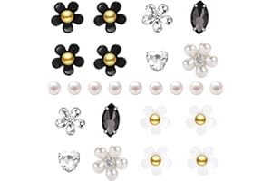 NEVEGE Flower Shoe Charms 25Pcs Shoe Charms Flower Crystal Rhinestone Pearl Decoration Cute Shoes Charm for Girls Women