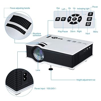 Flyball UNIC UC40 Full HD Led Home Theatre Multipurpose Projector 1080p (White)