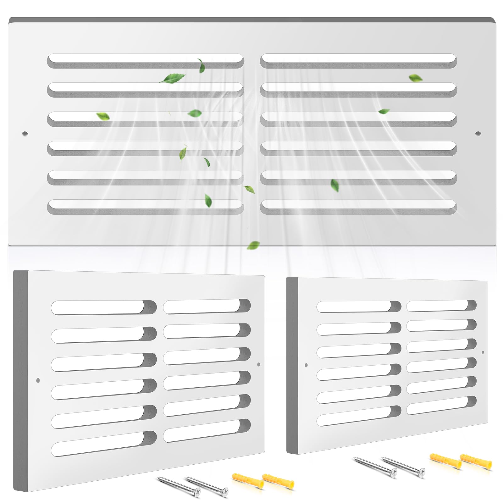 Photo 1 of Leinuosen 2 Pcs 16 x 8 Inch Return Air Grille HVAC Vent Cover PVC for Sidewall and Ceiling Bathroom Kitchen Home Improvement