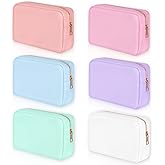 Sweetude 6 Pcs Nylon Makeup Bag Travel Nylon Pouch Zipper Cosmetic Bag for Purse Women Girls Organizer Makeup Pouch for Valentine Birthday Wedding Mother's Day Graduation Gifts(M,Assorted Color)