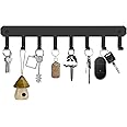 Key Holder for Wall, Key Hooks with 8 Hooks Wall Mounted Black Key Hanger Self Adhesive Key Racks Organizer for Hallway Doorway Entryway Bathroom Kitchen Living Room