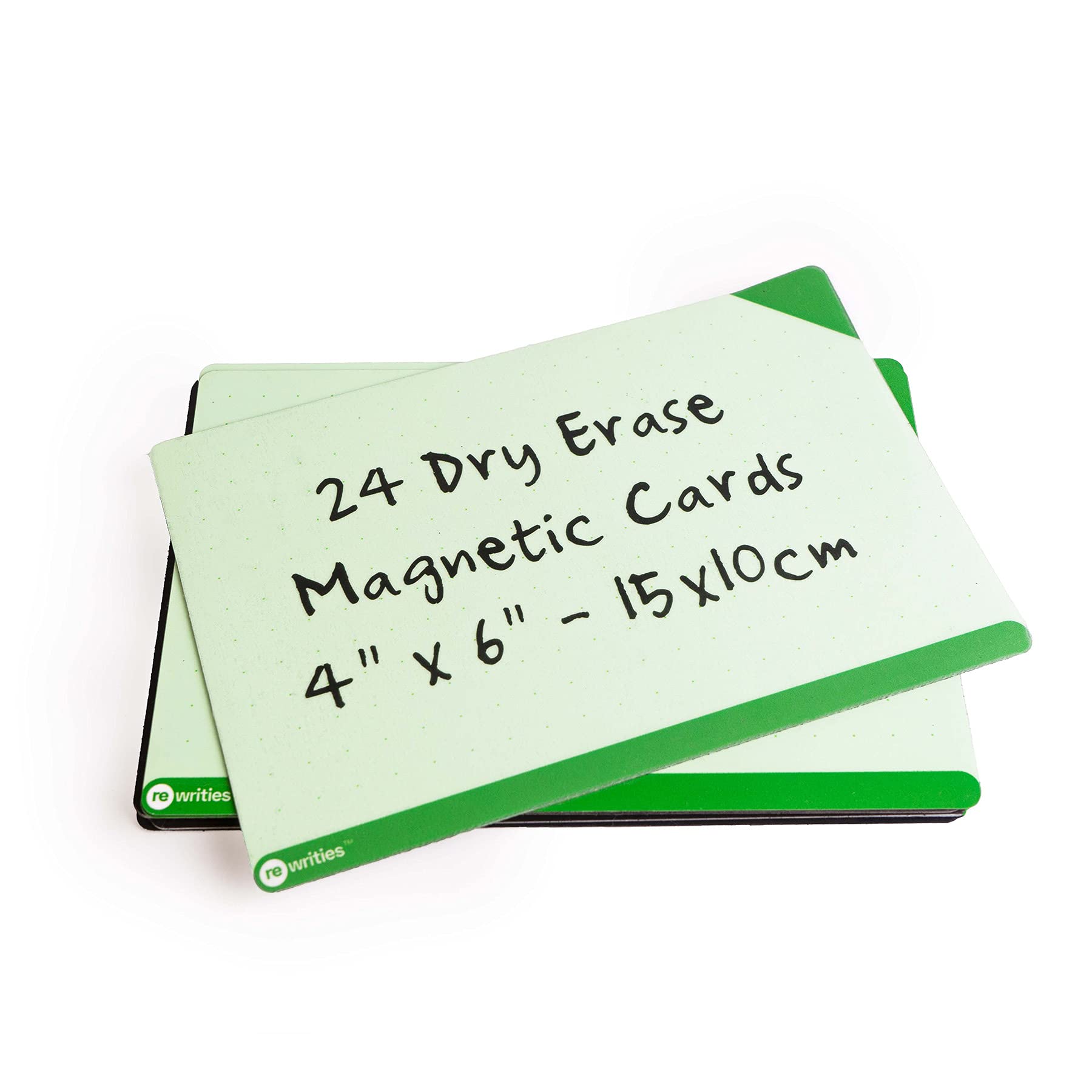 Rewrities Notes - 24 Dry Erase Magnetic Cards 10 x 15 cm - Reusable Notes for Tasks, Planning, Projects, Organization (Green)
