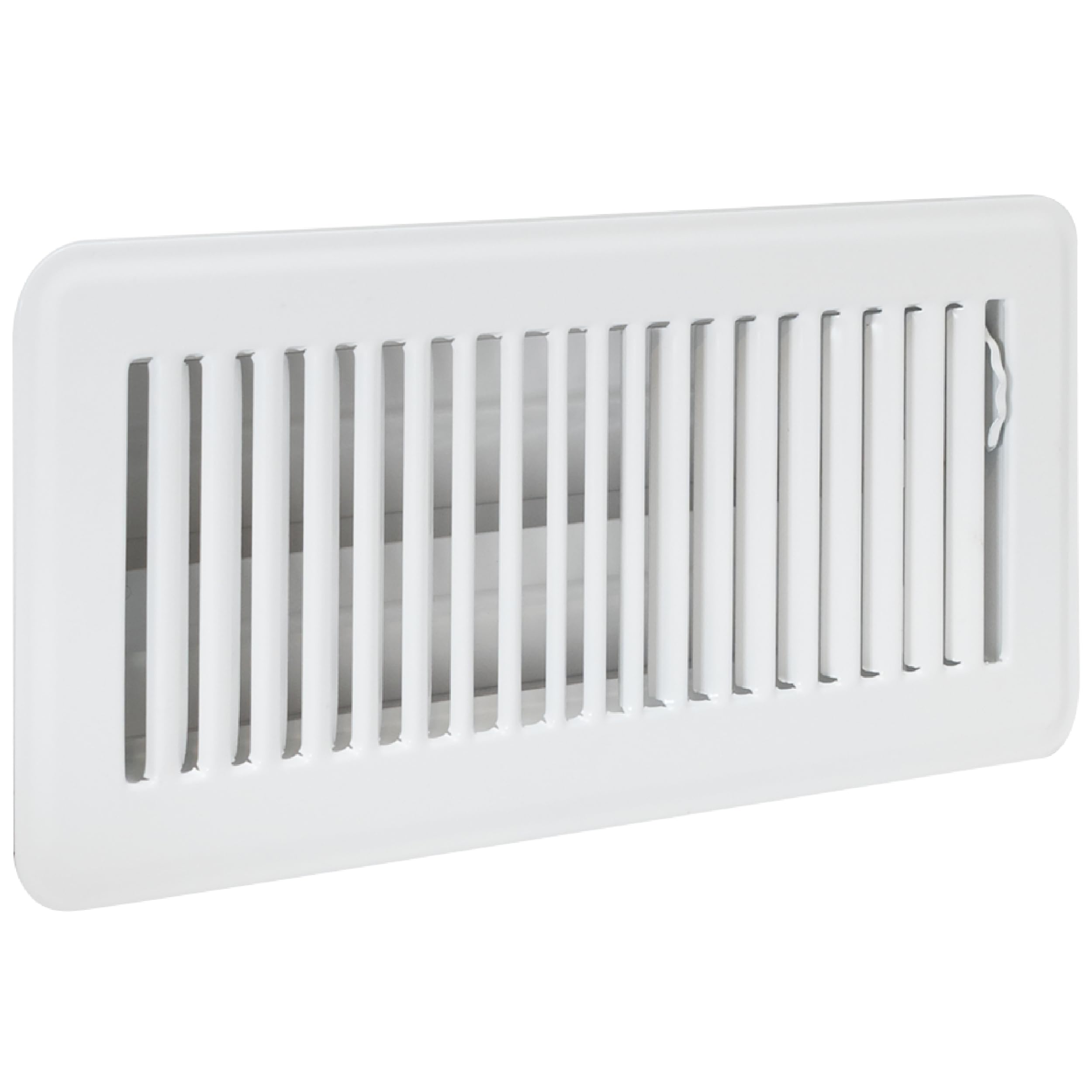 Photo 1 of EZ-FLO 4 x 10 Inch (Duct Opening) Floor Register Vent Cover, One-Way Ventilation Register Diffuser, Solid Steel HVAC Air Vent Cover, White, 61603
