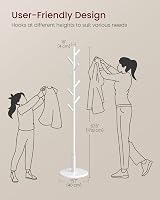VASAGLE Coat Rack Solid Wood Freestanding 8 Hooks Hall Tree Cloud White view 5
