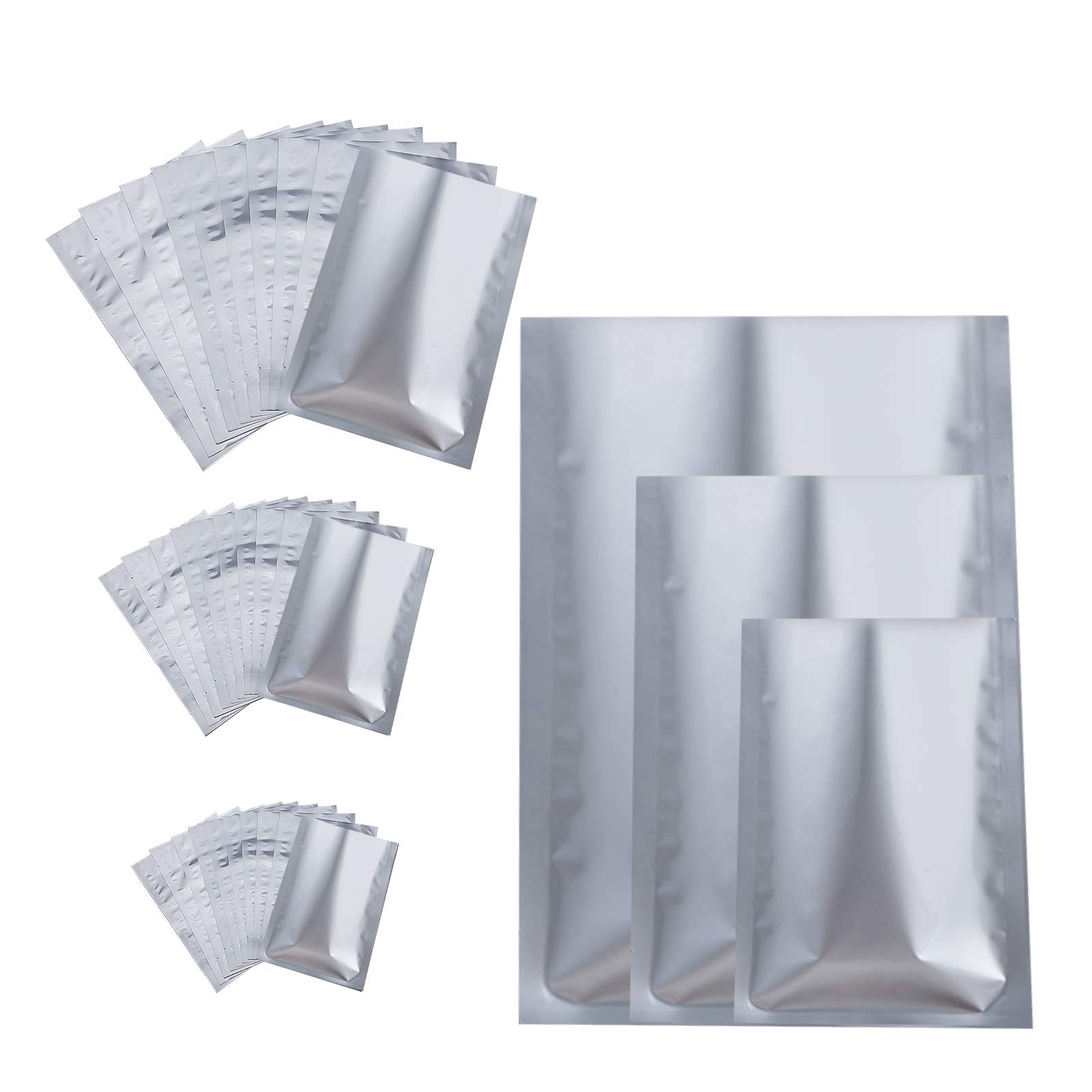 LUTER 30Pcs 3 Sizes Mylar Aluminum Foil Bags, Metallic Mylar Foil Heat Sealing Bags Vacuum Pouch for Food Coffee Tea Beans Storage (5 x 7 Inch, 6 x 9 Inch, 8 x 11 Inch)
