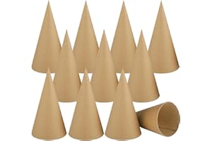 LAIAMER 12 Pcs Thickened Paper Mache Cones with Open Bottom Paper Craft Cones Paintable Unfinished Paper Cones for Crafts Christmas Cone Tree DIY Gnomes Ornament Multiple Sizes