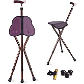 Folding Lightweight Walking Stick Cane with Seat Foldable Golf Chair Cane Stool Portable Combo 400 lbs Capacity Height Adjustable Heavy Duty Seats for Seniors Spectato (Dark Brown)