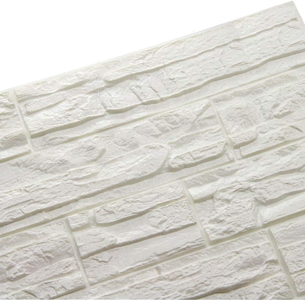 Doremy3D Brick Textured Pattern Wall Panels Wallpaper Self-Adhesive PE Foam Waterproof Modern Style for Living Room Bedroom Kitchen Wall Covering Background Decoration 36PCS=139.5SQ.FT(36PCS, White)
