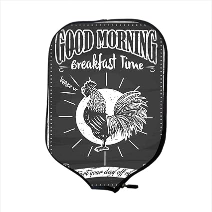 Neoprene Pickleball Paddle Racket Cover Case,Kitchen Decor,Chalkboard Kitchenware Menu Art Morning Rooster