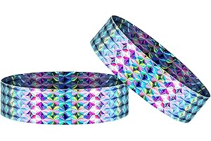 Acidea 500pcs Holographic Wristbands for Events, Waterproof and Sturdy Plastic Wristbands, Adjust Party Paper Wist Bands for 