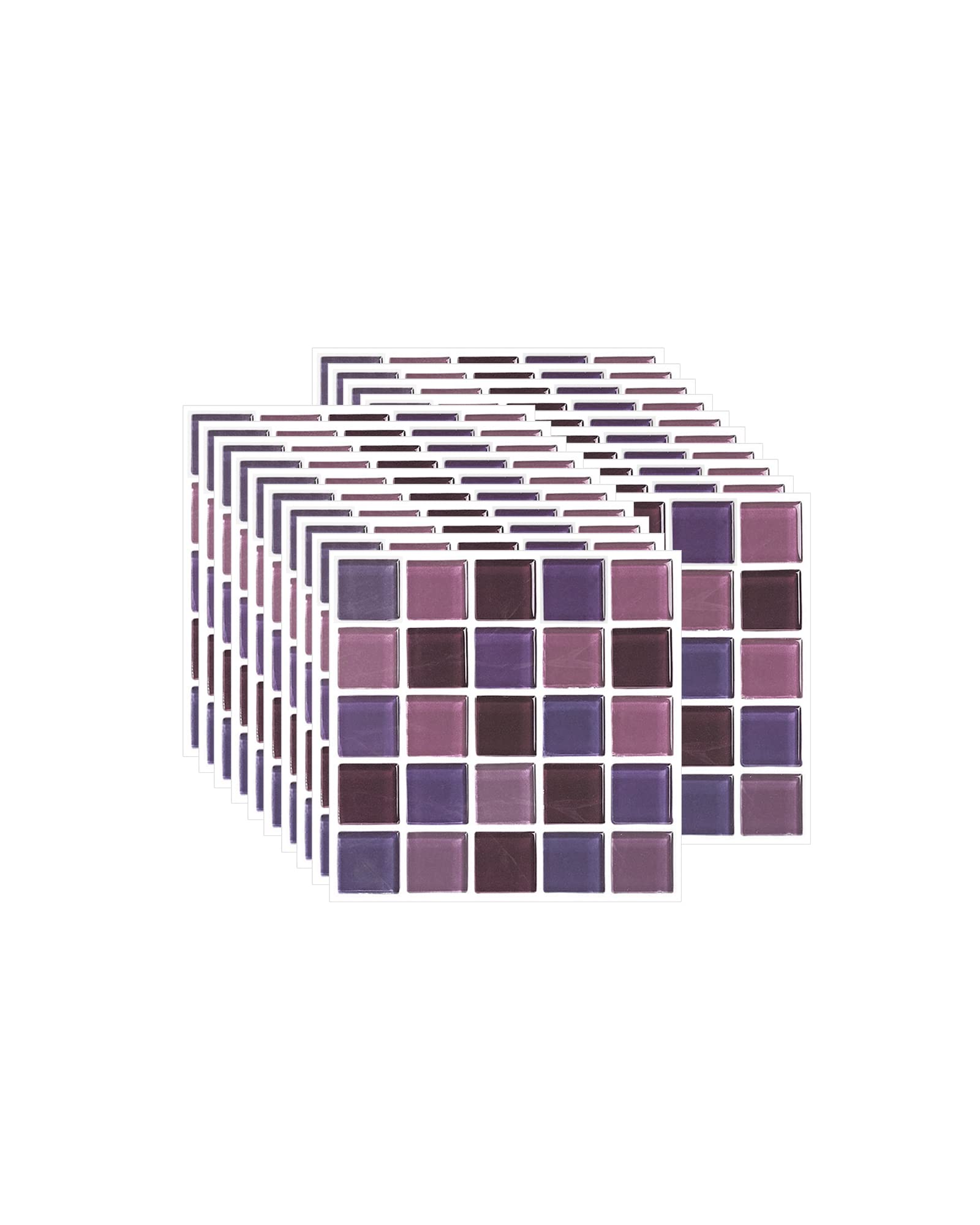 FBBULES 20PCS Mosaic Style Decorative Tile Stickers, Self Adhesive Wallpaper Waterproof Peel and Stick on Wall Tiles for Kitchen Bathroom Transformation, Purple (10x10 cm/4x4 inch)