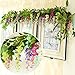 Miracliy Artificial Flowers Vine 2 Pcs 6.6ft Fake Silk Wisteria Ivy Vine Rattan Hanging Garland for Home Party Wedding Decor, White
