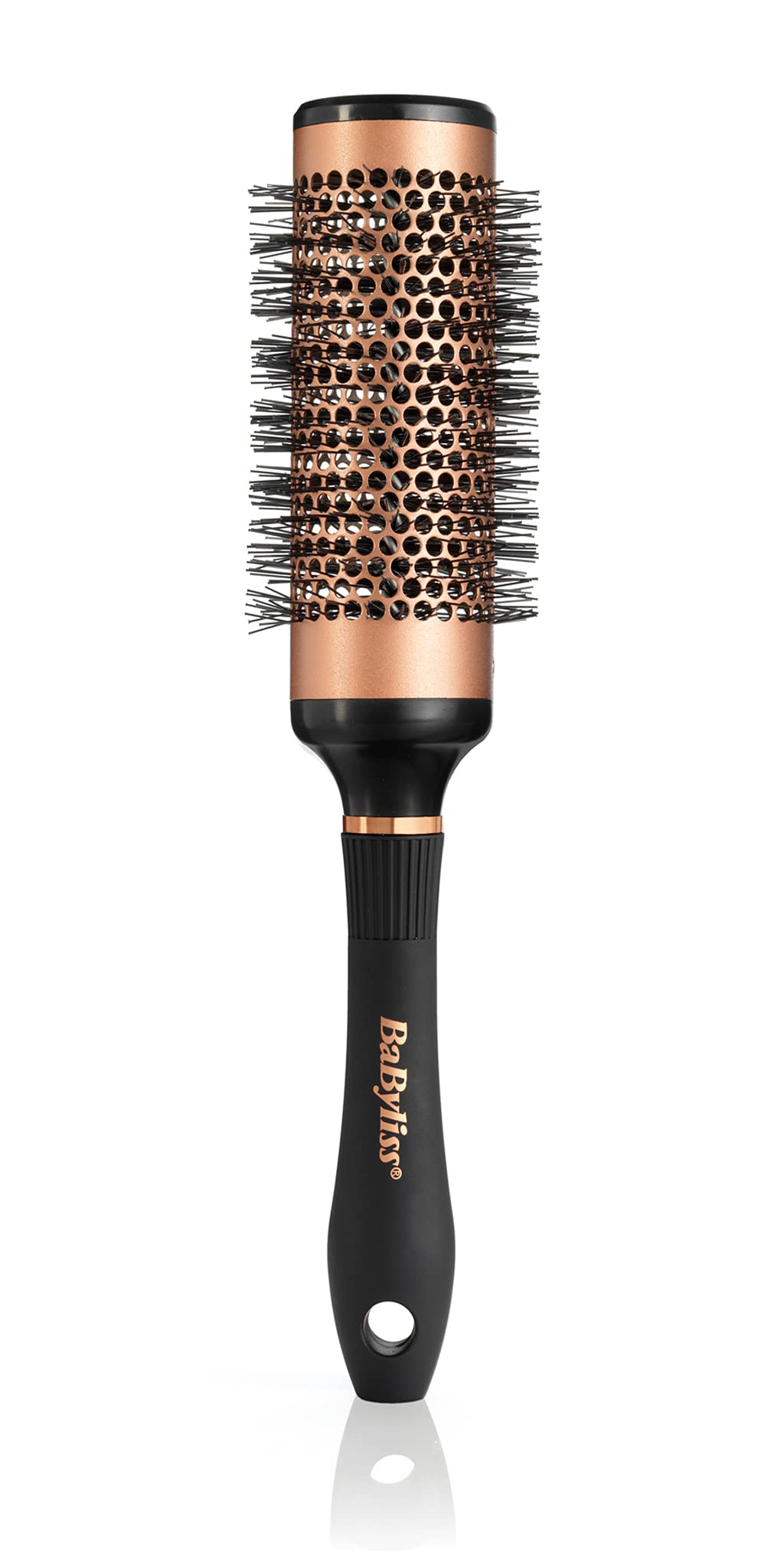 BaByliss Copper Round Hair Brush, Large Thermal 44m Barrel, Round Brush for Blow Drying, Black