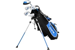 KVV Junior Complete Golf Club Set for Kids/Children Right Hand, Includes Oversize Driver, Irons, Putter, Head Cover, Portable Golf Stand Bag
