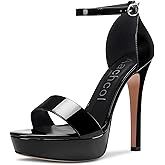 Aachcol Womens Platform Sandals Peep Open Toe Stiletto High Heels Ankle Strap Buckle Sexy Dress Shoes 5.1 Inches Heels