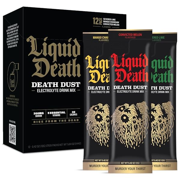 LIQUID DEATH ELECTROLYTE DEATH DUST, SEVERED LIME, MANGO...