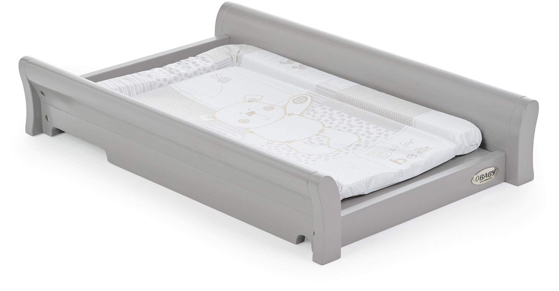 Obaby Stamford Cot Top Changer – Warm Grey, Cot Top Changing Area for Stamford Cot Beds