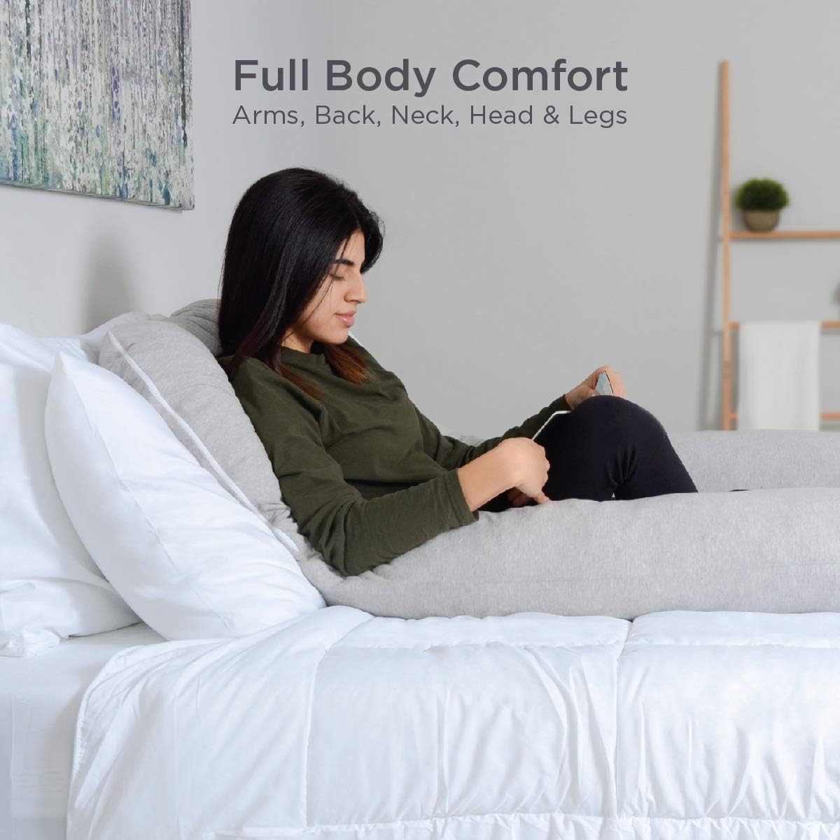Milliard U Shaped Total Body Support Pillow Memory Foam with Cool, Cotton Breathable Cover- 54 Inch: Home & Kitchen