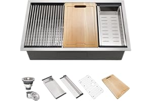 25 Undermount Workstation Kitchen Sink- Hovheir 25x19 Inch 16 Gauge Stainless Steel Kitchen Sinks Undermount Sink Workstation Ledge R10 Tight Radius Deep Single Bowl Basin