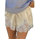 Satin Silk Shorts for Women Y2K Low Rise Lace Trim Micro Mini Shorts Cute Coquette Lounge Pajama Half Slip Bottoms