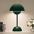 ZOOPEEN Modern Flowerpot Cordless Table Lamp,5200mAh Rechargeable Battery Operated Mushroom Light,3 Color Stepless Dimmable,Portable Bedside LED Desk Lamp,Perfect for Bedroom/Restaurant(Dark Green)