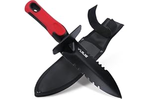 LRLXE Heavy Duty Double Serrated Edge Digger - Metal Detecting Tool with Sheath, Belt Mounted, Gardening Accessories