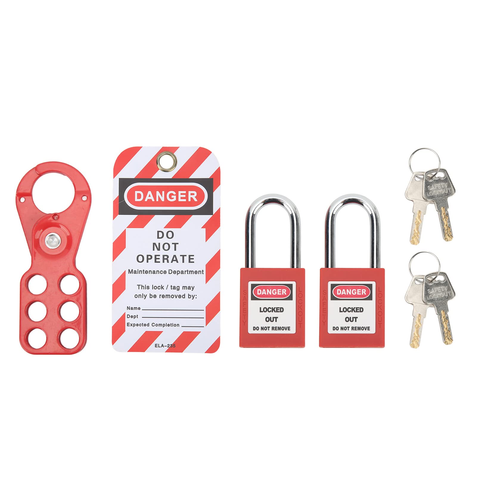 Sonew Professional Electrician LOTO Kit with -Duty Hasp, 12-Piece Lockout Tagout Set, Tamper-Proof Padlocks & Circuit Breaker Locks, White Included