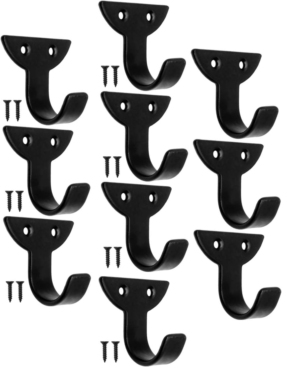 Fuxxer® Classic Iron Hooks, Picture Hooks, Wall Hooks, Set of 10, Black, 39 x 22 mm - Image 3