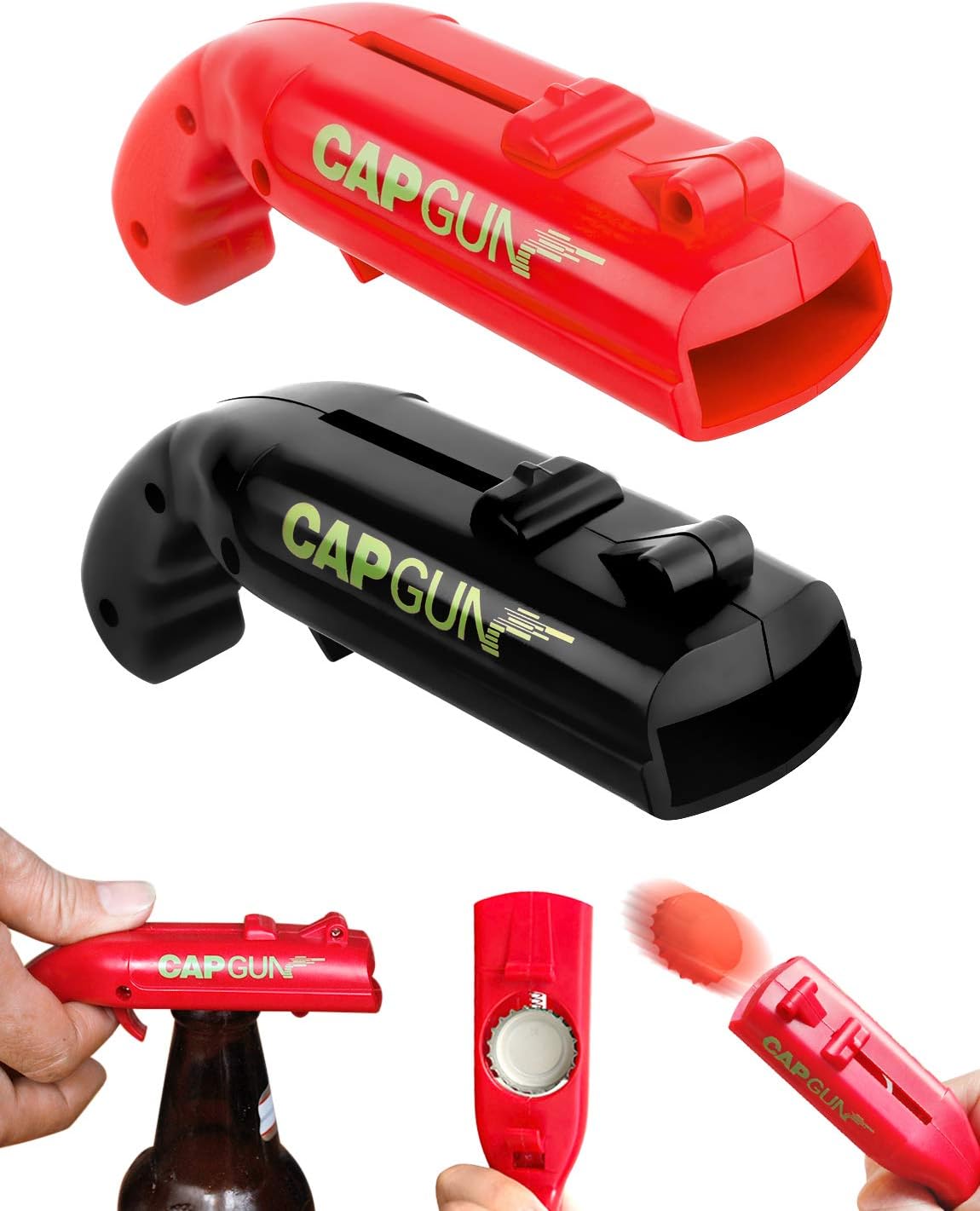 Beer Bottle Opener, 2 Pack Cap Gun Launcher Shooter Bottle Cap Openers