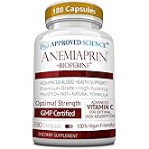 Approved Science Anemiaprin - Absorbable Iron, Vitamin C - Gentle On Stomach - 180 Capsules - 3 Month Supply - Non-GMO, Vegan