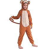 Sincere Party Fleece Monkey Onesie Monkey All in One Halloween Costume for Kids M(6-8)
