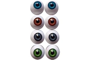 DoubleWood Halloween Eyeballs 4 Pairs of 4 Colors 26mm Half Round Realistic Acrylic Eyes for Halloween Props, Masks, Dolls or Bears Craft Plastic Eyeballs (26mm)