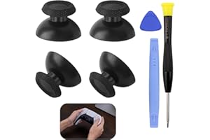 YENOVO Professional Thumbstick Replacement Kit for PS5/PS4 Controllers, 4 Pack Black Analog Thumbsticks with Complete Repair Tools Set, ABS Replacement Parts for DualSense, Standard, Slim & Pro Controllers