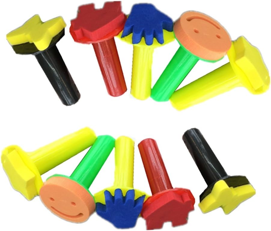 Uoeo 10 Pcs Painting Graffiti EVA Stamps Child Drawing Tools Ink Stamps Seal Party Bag Gifts