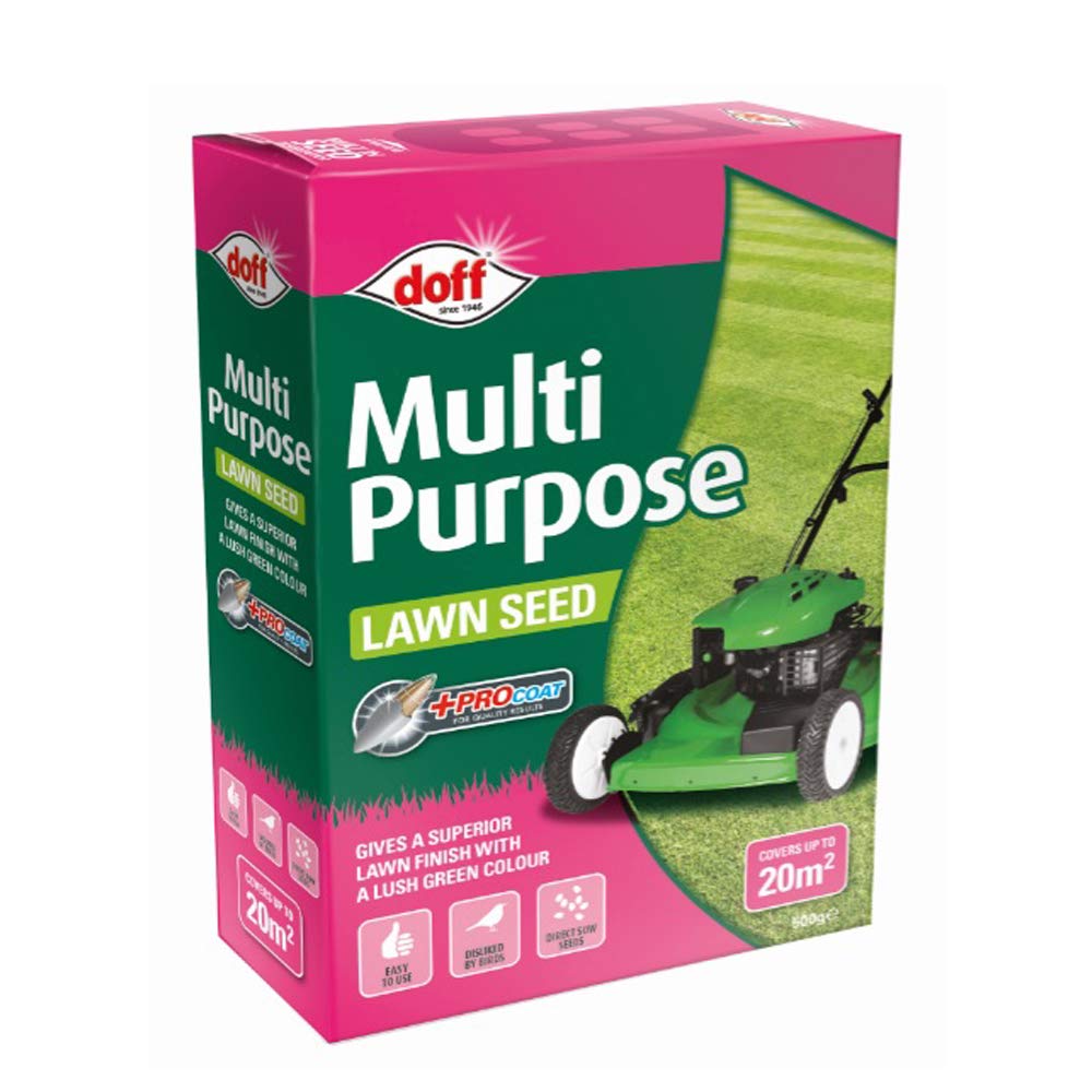 Doff Multi-Purpose Garden Grass Seed High Germination Rate for Spring and Summer Seeding, 1 x Doff Multipurpose Lawn Seed 500g by Thompson and Morgan