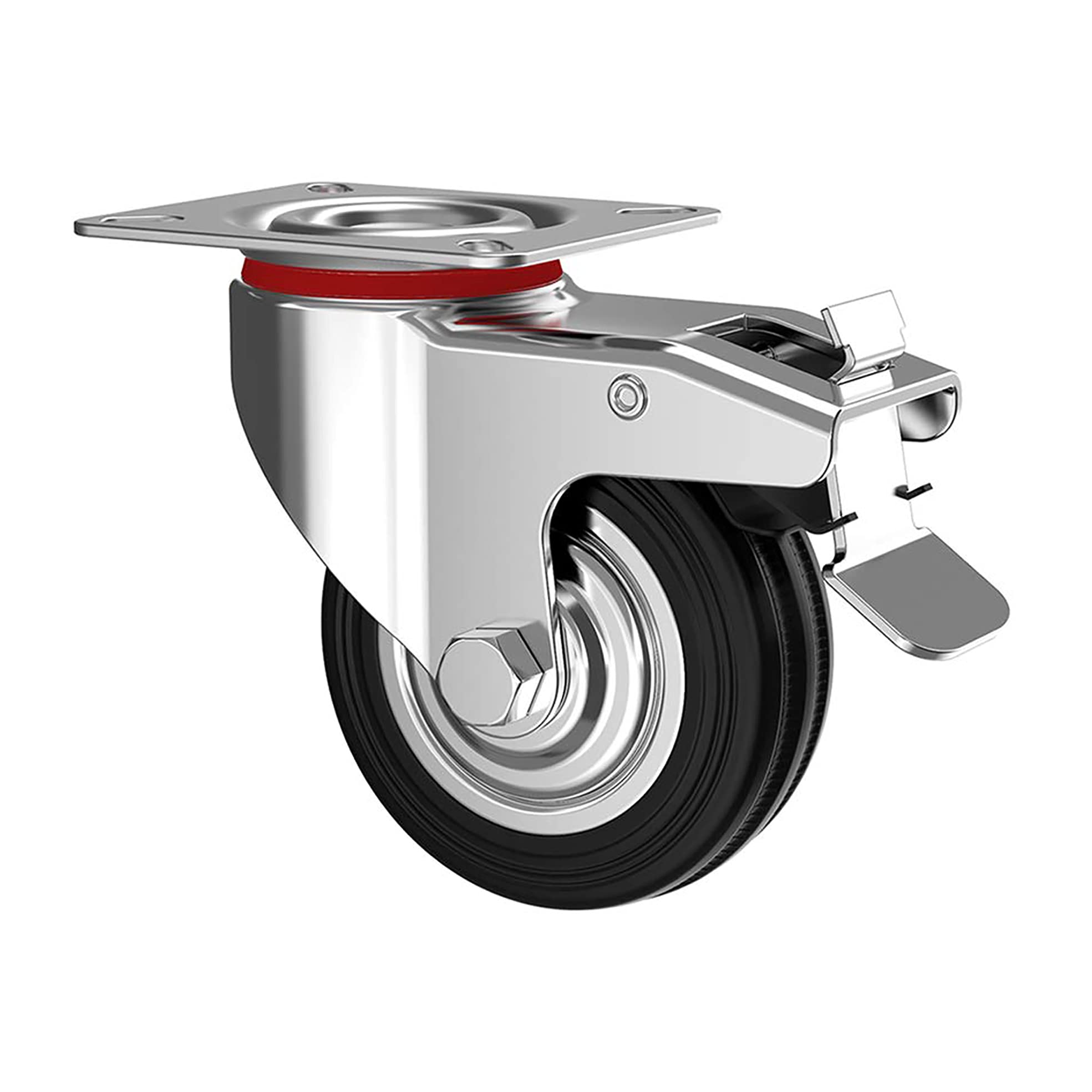 kippen 1602B1 Industrial Wheel with Swivel Plate and Locking Brake. Diameter 100 mm