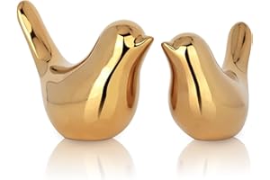 XMGZQ 2 Pcs Gold Decor Accents,Small Animal Statues,Modern Home Decorative, Birds Sculpture, Ornaments for Shelf, Bookshelf, Coffee Table,Knick Knacks Home Decor for Shelves(Gold Bird)