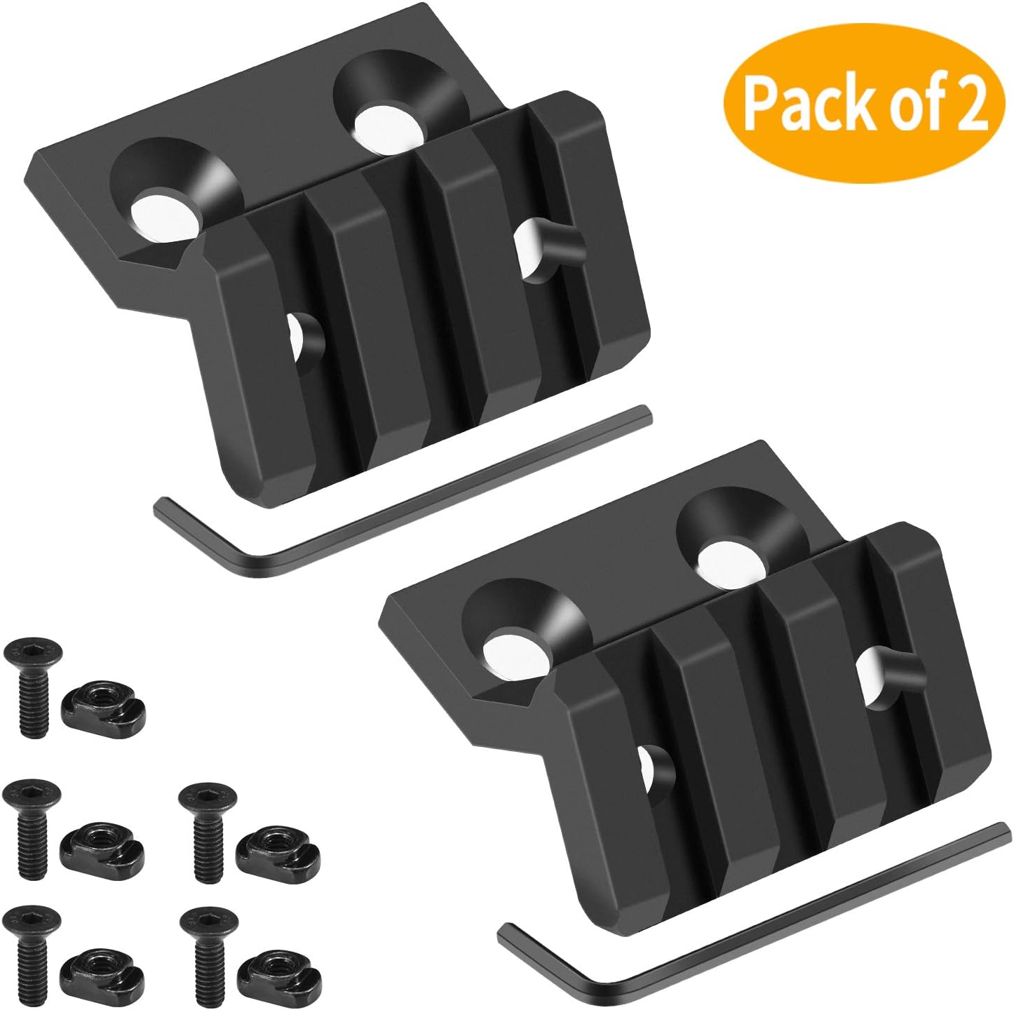 MLOK Offset Rail Mounts, VIAKEY 3 Slot Aluminum 45 Degree Angle Offset Side Flashlight Optic Sight Picatinny Rail Mount for M-LOK System - 2 Pack (3 Slot - 2 PCS) : Sports & Outdoors