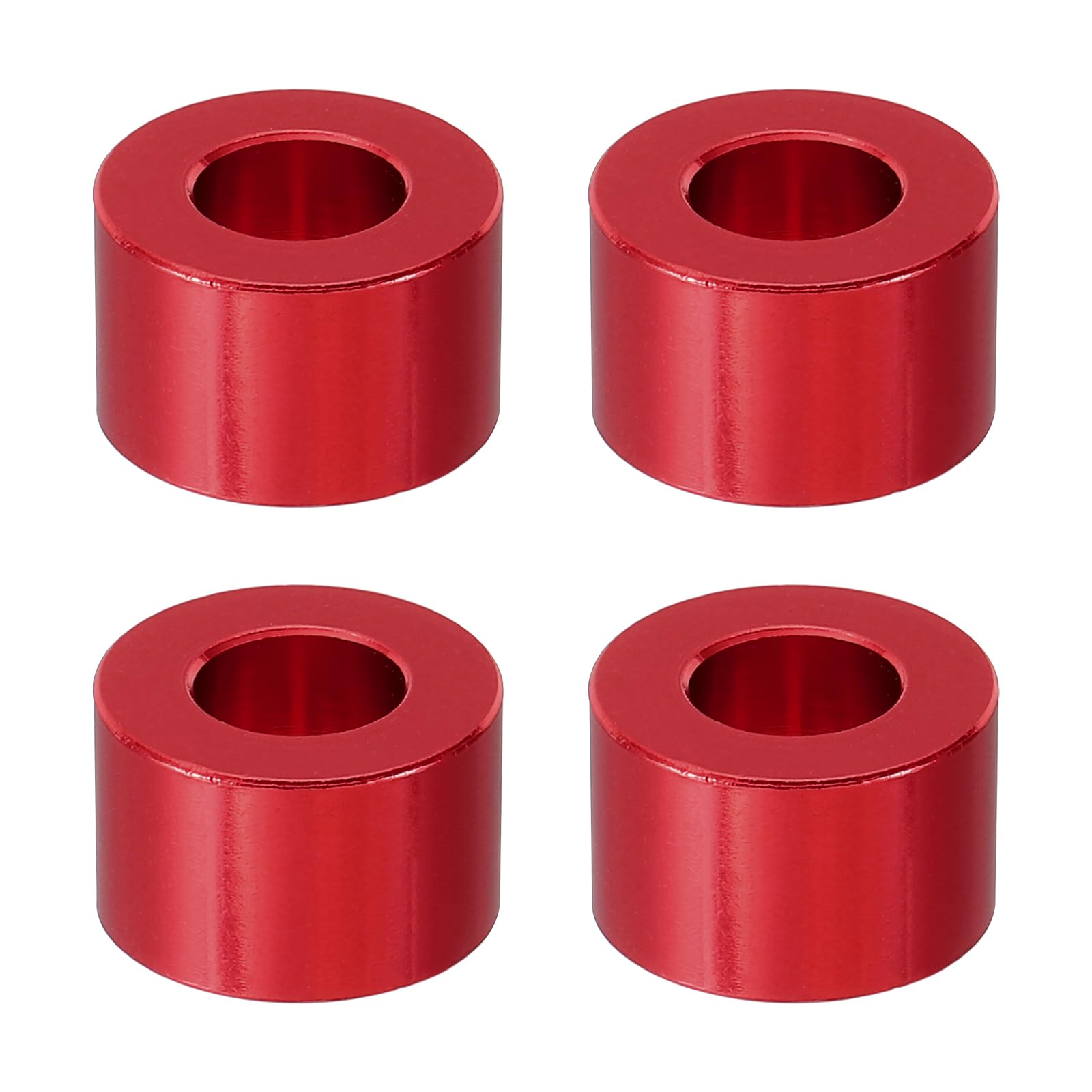 PATIKIL M8 Aluminum Spacer, 4 Pcs Metal Spacers Aluminum 8.2mm ID x 16mm OD x 10mm L Aluminum Spacer Screw Standoff Round for 1/3in or M8 Screw Bolts, Red